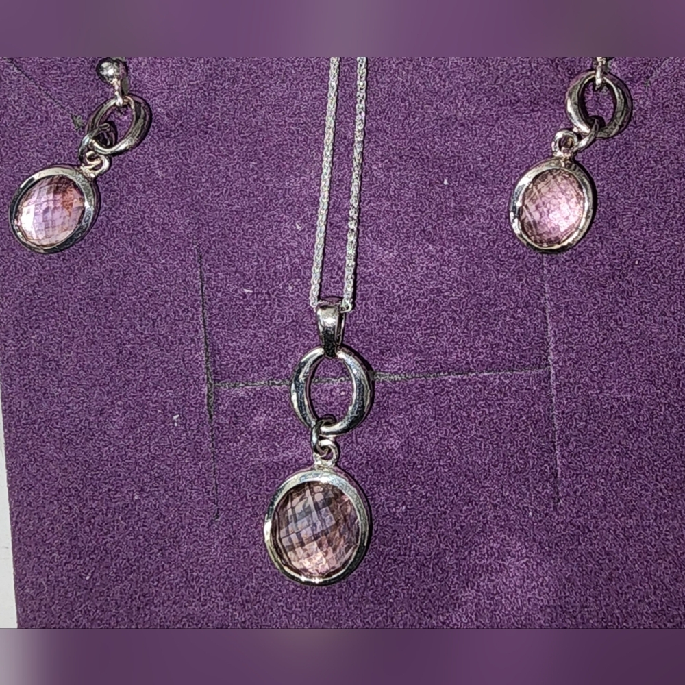 RCI 925  FACETED AMETHYST NECKLACE EARRING SET